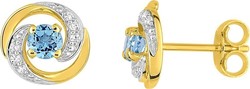 Boucles d'oreilles clous topaze & oxydes or jaune 9 carats