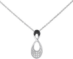 Collier argent rhodie  oxydes noirs et oxydes blanc