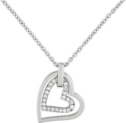 Collier argent rhodi coeur oxydes ASCB79Z38