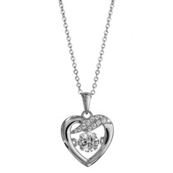 COLLIER ARGENT RHODIE PENDENTIF COEUR  038019