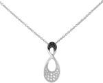 Collier argent rhodie  oxydes noirs et oxydes blanc