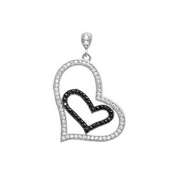 Pendentif argent rhodi double coeur