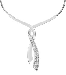 Collier argent moderne et zirconiums