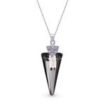 Collier Spike argent rhodi Cristal