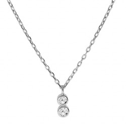 COLLIER ARGENT RHODIE 2 OXYDES BLANCS SERTIS CLOS