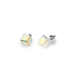 Boucles d'oreilles Cube Studs argent rhodi  cristal