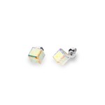 Boucles d&#039;oreilles Cube Studs argent rhodi  cristal  