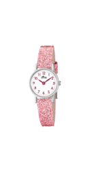 Montre Lotus, Fille, 18409/B, Bracelet cuir paillettes rose