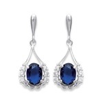 Boucles d&#039;oreilles argent rhodi oxydes blancs &amp; bleu