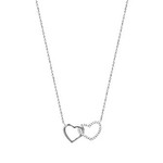 Collier argent rhodie double coeur 87098842