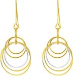 Boucles d&#039;oreilles pendante bicolore 9 carats