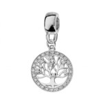 CHARMS COULISSANT ARGENT PLATIN SUSPENDU ARBRE DE VIE OXYDE