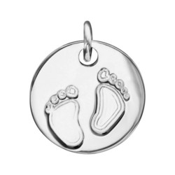 pendentif argent medaille empreintes 2 pieds