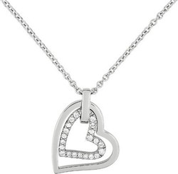 Collier argent double coeur