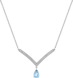 Collier topaze oxydes or blanc 9 carats