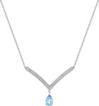 Collier topaze oxydes or blanc 9 carats