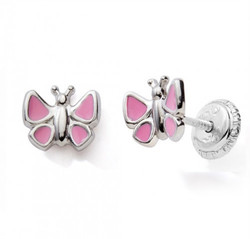 Boucle d'oreille argent papillon laqu