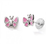 Boucle d&#039;oreille argent papillon laqu