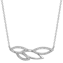 COLLIER ARGENT RHODIE FEUILLAGE AJOURE OXYDES BLANCS        