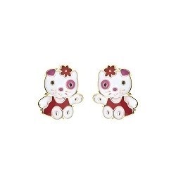 Boucles d'oreilles chat or jaune