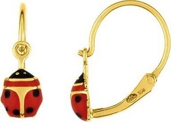 Boucles d'oreilles dormeuse coccinelle or jaune