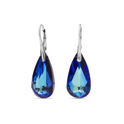 Boucles d'Oreilles Teardrop argent rhodi  Cristal