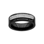 Bague argent rhodi ceramique noire