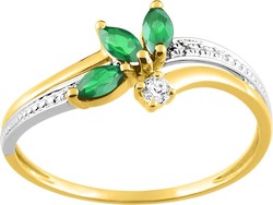 BAGUE BICOLORE EMERAUDE 9 CARATS