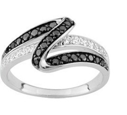 Bague argent oxydes blanc et noir