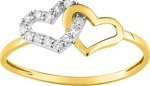 Bague or jaune double coeur 