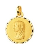 Mdaille vierge plaqu or jaune