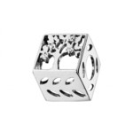 CHARMS COULISSANT ARGENT RHODIE CUBE AVEC ABRE DE VIE OXYDES