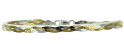 Bracelet argent rhodi tresse bicolore