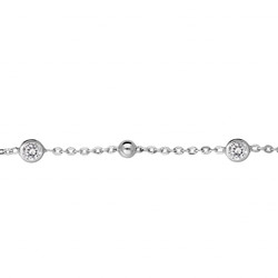 BRACELET ARGENT RHODI� 4 OXYDES BLANCS SERTIS ET BOULES