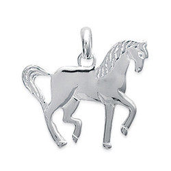 Pendentif argent rhodi cheval