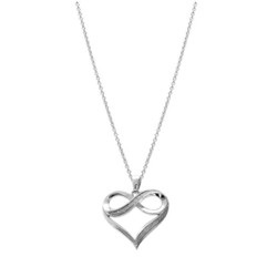 COLLIER ARGENT RHODIE PENDENTIF COEUR AVEC INFINI ET GLITTER