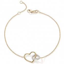 Bracelet 2 coeurs or 9k