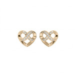 BOUCLES D&#039;OREILLES TIGE PLAQU OR COEUR ET INFINI OXYDES BLA