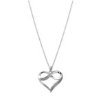 COLLIER ARGENT RHODIE PENDENTIF COEUR AVEC INFINI ET GLITTER