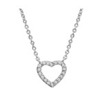 Collier argent rhodi coeur 42 cm