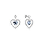 Boucles d&#039;Oreilles Amour argent rhodi cristal