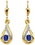 Boucles d&#039;oreilles pendante bicolore saphir