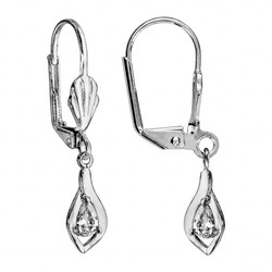 BOUCLES D'OREILLES ARGENT RHODIE DORMEUSE PENDANT OXYDE BLAN