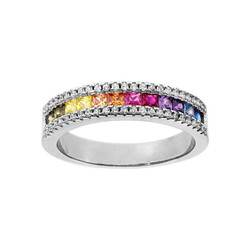 Bague argent rhodi demi rail empierrs