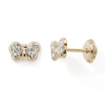 Boucles d&#039;oreilles papillon cristaux or jaune 18 carats