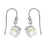 Boucles d&#039;oreilles argent  crochet et cube  cristal