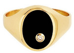 Chevalire onyx brillant or jaune 9 carats