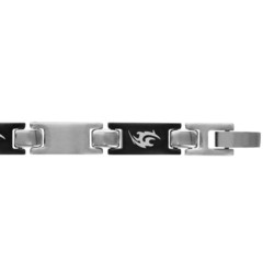 BRACELET ACIER GRIS ET PVD NOIR MOTIF TRIBAL