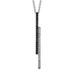 COLLIER ARGENT RHODIE FORME Y BATONS OXYDES BLANCS SERTIS ET