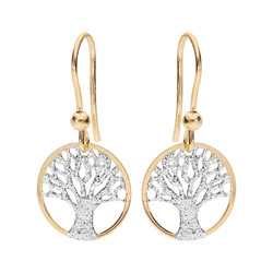 Boucles d'oreilles argent rhodi et dorure arbre de vie